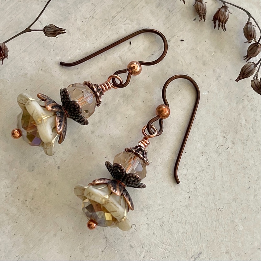 ARTISAN Earrings “Champagne Brunch” - Dangles - Picture 9 of 11